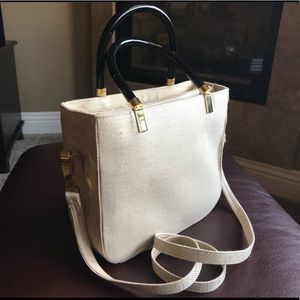 Stuart Weitzman Cream Canvas Purse